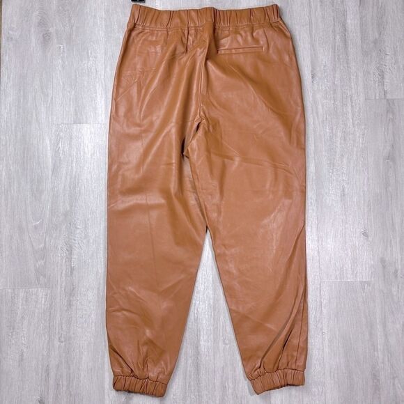 INC Women's NWT Cinnamon Brown Vegan Leather Tapered Jogger Pull On Pants XL - Picture 4 of 6
